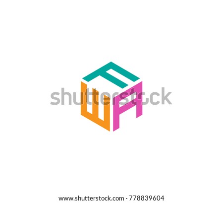 Letter FWA logo template. hexagon logo