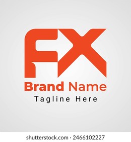 Letter FX Arrow Logo, Combination logo of letter F and X that forms arrow or direction negative space