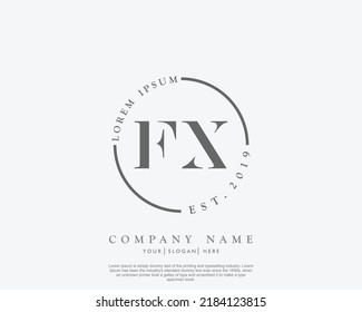 Letter FX Initial handwriting logo with signature and hand drawn style.
