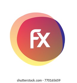 Letter FX logo with colorful splash background, letter combination logo design for creative industry, web, business and company.
