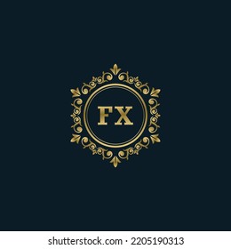 Letter FX logo with Luxury Gold template. Elegance logo vector template.