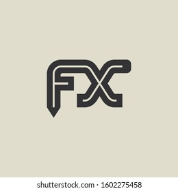 Letter FX pencil shape logo design. Link icon in flat style isolated on grey background. Graphic alphabet symbol for your corporate business identity, website, app, UI. Arts logo design inspiration.