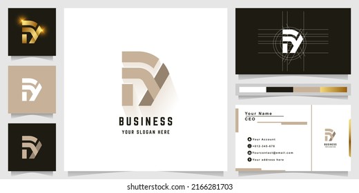 Letter FY or FN monogram logo with business card design