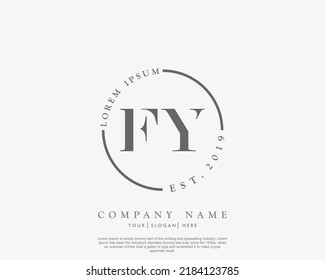 Letter FY Initial handwriting logo with signature and hand drawn style.