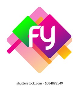 Letter FY logo with colorful geometric shape, letter combination logo design for creative industry, web, business and company.