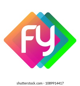 Letter FY logo with colorful geometric shape, letter combination logo design for creative industry, web, business and company.