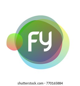 Letter FY logo with colorful splash background, letter combination logo design for creative industry, web, business and company.
