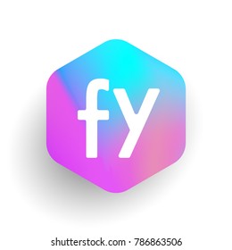 Letter FY logo in hexagon shape and colorful background, letter combination logo design for business and company identity.
