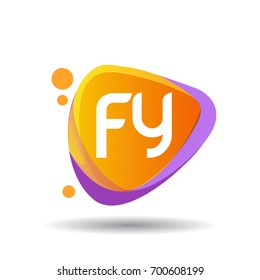 Letter FY logo in triangle splash and colorful background, letter combination logo design for creative industry, web, business and company.