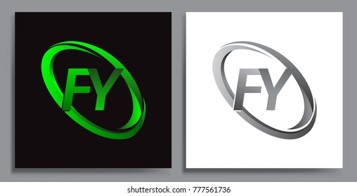 letter FY logotype design for company name colored Green swoosh and grey. vector set logo design for business and company identity.
