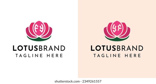 Letter FY and YF Lotus Logo Set, suitable for business related to lotus flowers with FY or YF initials.