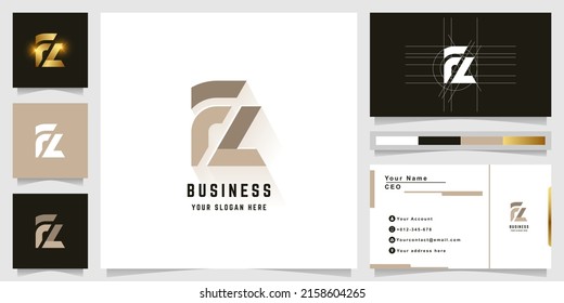 Letter FZ or FL monogram logo with business card design