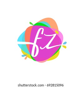 Letter FZ logo with colorful splash background, letter combination logo design for creative industry, web, business and company.