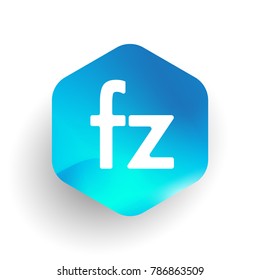 Letter FZ logo in hexagon shape and colorful background, letter combination logo design for business and company identity.
