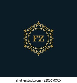 Letter FZ logo with Luxury Gold template. Elegance logo vector template.