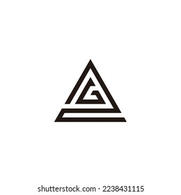 Letter G in 2, triangle geometric symbol simple logo vector