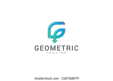 Letra G 3d flecha tecnológica de gradiente azul logotipo creativo