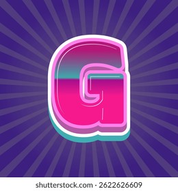 Letter G 3D Candy Alphabet Gradient isolated on Vintage Background. Text Effect. Alphabet Letter Vector. High Quality Vector