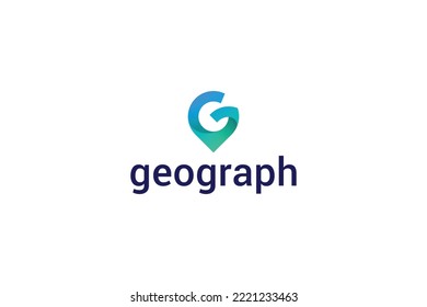 Letter G 3d natural geographical natural modern location pin logo