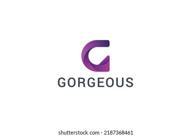 Letter G 3d pink colour simple modern logo