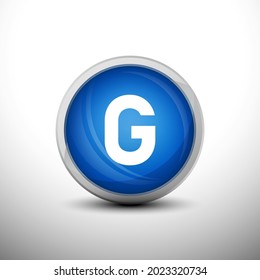 Letter G in 3D Shiny Blue Keys for web Icons, Education Icons and Alphabet Icons. Vector Illustration