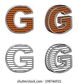 Letter G (a block of wood) on a white background