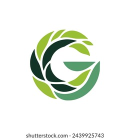 letter G abstract with a combination of leaf shapes nature plant logo vector illustration template design