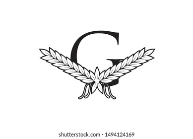 LETTER G WITH ABSTRACT DRAWING