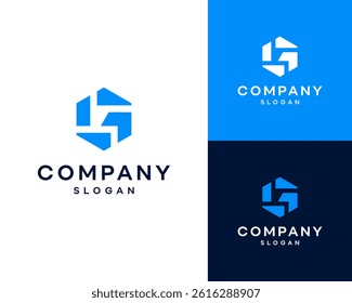 Letter G Abstract Modern Geometric Hexagon Shape with Arrow Up Vector Logo Design Illustration