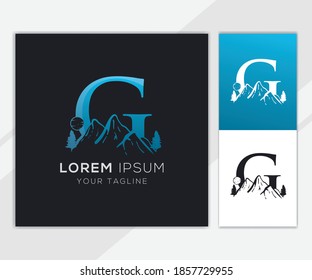 Letter G with abstract mountain logo template