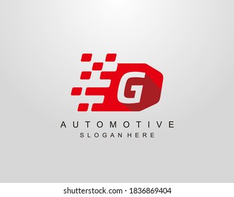 Letter G With Abstract Racing Flag Logo Design. Automotive Icon Template.