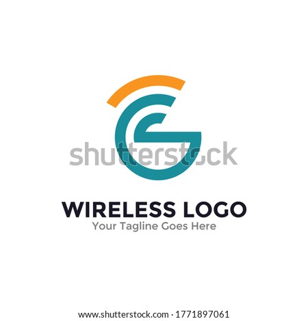 Letter G for abstract wireless logo vector. Signal wave and wifi connection concept.