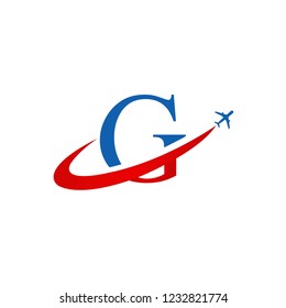 letter with G aeroplane vector Red and Blue