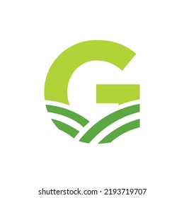 Logo De La Letra G Agrícola. Logotipo agrícola basado en el alfabeto para panadería, pan, pasteles, cafés, pastelería, identidad empresarial de las industrias domésticas