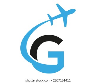 letter G Airplane logo travel design template-vector.