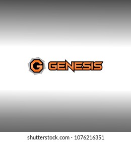 Letter G Alphabet Logo Design Template, Genesis Logo Concept, Gear Icon, Black, Gray, Orange, Strong and Sharp