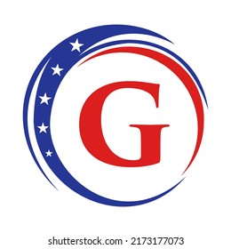 Letter G America Logo Usa Flag Stock Vector (Royalty Free) 2173177073 ...