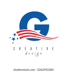 Logotipo de letra G American para la firma comercial, corporativa y de empresa. Logotipo estadounidense sobre la plantilla de vectores de letras G