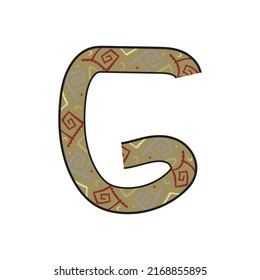 Letter G with ancient vector design