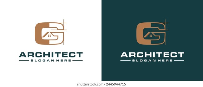 Letter G architect logo design. letter M with real estate symbol.