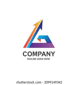 Letter g with arrow gradient logo design