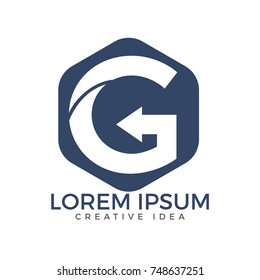 Letter G arrow icon logo design template.
