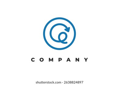 letter g arrow line inside circle minimal logo