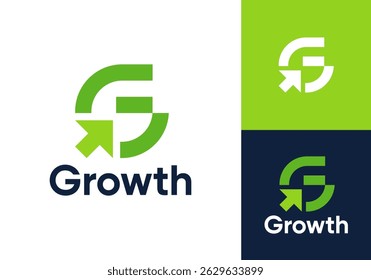 letra G con el logotipo de la flecha. concepto creativo del diseño del Vector de la tecnología del crecimiento global