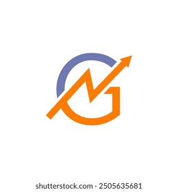 Letter G with Arrow Logo Design. Simple letter G logo design with an arrow on the side pointing up.