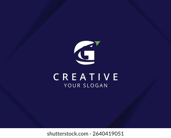 Letter G with arrow logo design. Monogram Letter G logo template