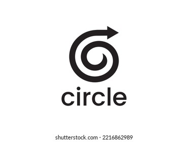 letter G and arrow logo, spiral circle vector icon design