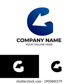 Letter G Arrow logo Template design With gradient blue color. vector illustration