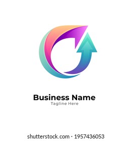 Letter G and arrow logo template ready for use