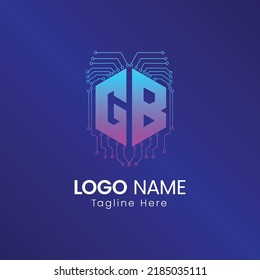 Letra G B Modelo de diseño de logotipo técnico de captura de ojos modernos